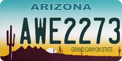 AZ license plate AWE2273