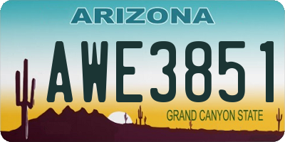 AZ license plate AWE3851