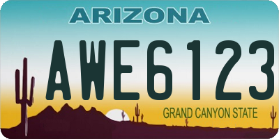 AZ license plate AWE6123