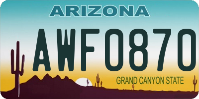 AZ license plate AWF0870