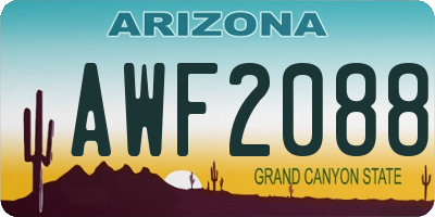 AZ license plate AWF2088