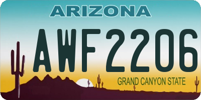 AZ license plate AWF2206