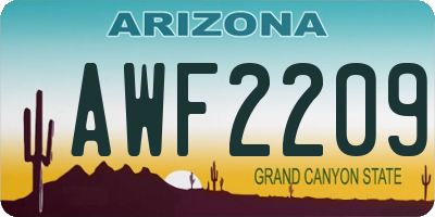 AZ license plate AWF2209