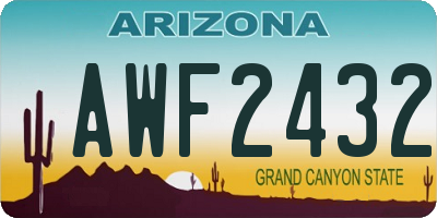 AZ license plate AWF2432