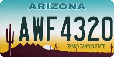 AZ license plate AWF4320