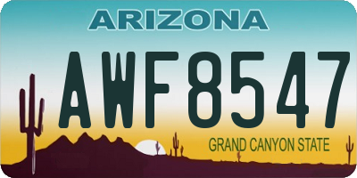 AZ license plate AWF8547