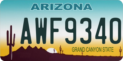 AZ license plate AWF9340