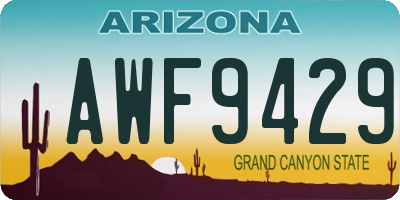 AZ license plate AWF9429