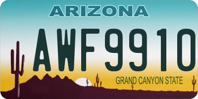 AZ license plate AWF9910