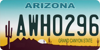 AZ license plate AWH0296