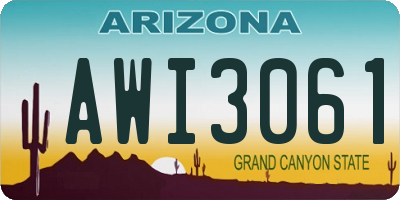AZ license plate AWI3061