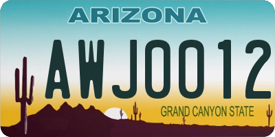 AZ license plate AWJ0012