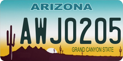 AZ license plate AWJ0205