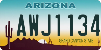 AZ license plate AWJ1134