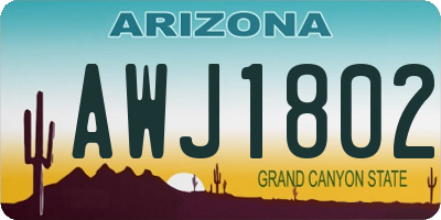 AZ license plate AWJ1802