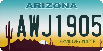 AZ license plate AWJ1905