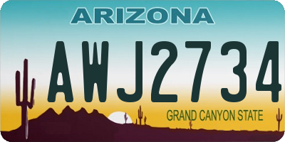 AZ license plate AWJ2734