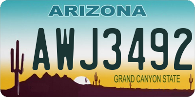 AZ license plate AWJ3492