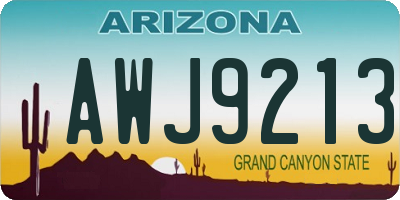 AZ license plate AWJ9213