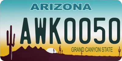 AZ license plate AWK0050