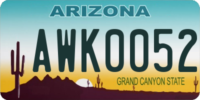 AZ license plate AWK0052