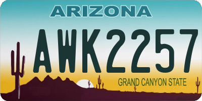 AZ license plate AWK2257