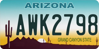 AZ license plate AWK2798