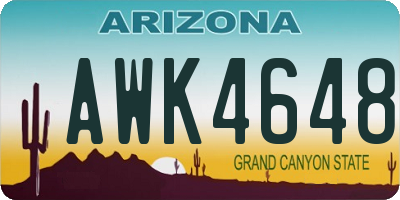 AZ license plate AWK4648