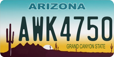 AZ license plate AWK4750
