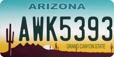 AZ license plate AWK5393