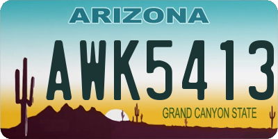 AZ license plate AWK5413