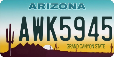 AZ license plate AWK5945
