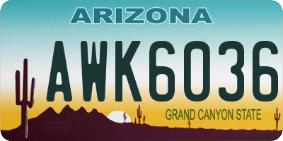 AZ license plate AWK6036