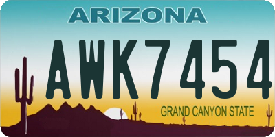 AZ license plate AWK7454