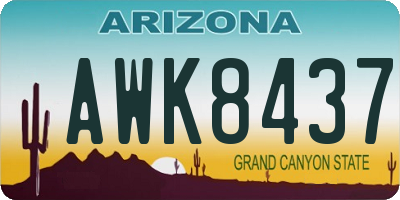 AZ license plate AWK8437