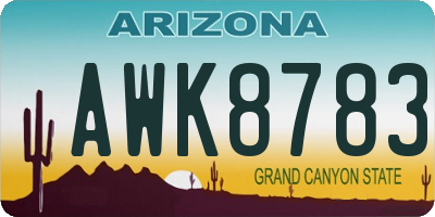 AZ license plate AWK8783