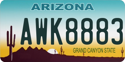 AZ license plate AWK8883