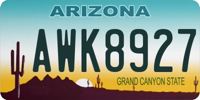 AZ license plate AWK8927