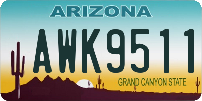 AZ license plate AWK9511
