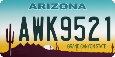 AZ license plate AWK9521