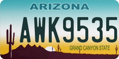 AZ license plate AWK9535