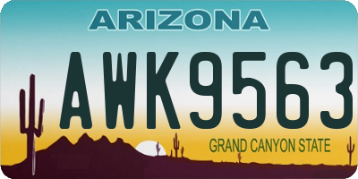 AZ license plate AWK9563