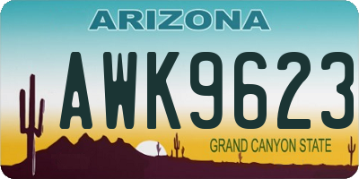 AZ license plate AWK9623