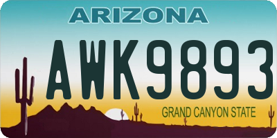AZ license plate AWK9893