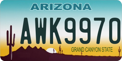 AZ license plate AWK9970