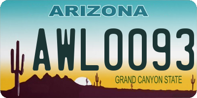 AZ license plate AWL0093