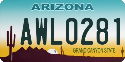 AZ license plate AWL0281