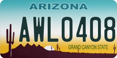 AZ license plate AWL0408