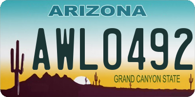 AZ license plate AWL0492