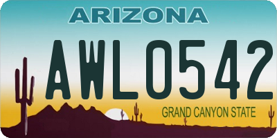 AZ license plate AWL0542